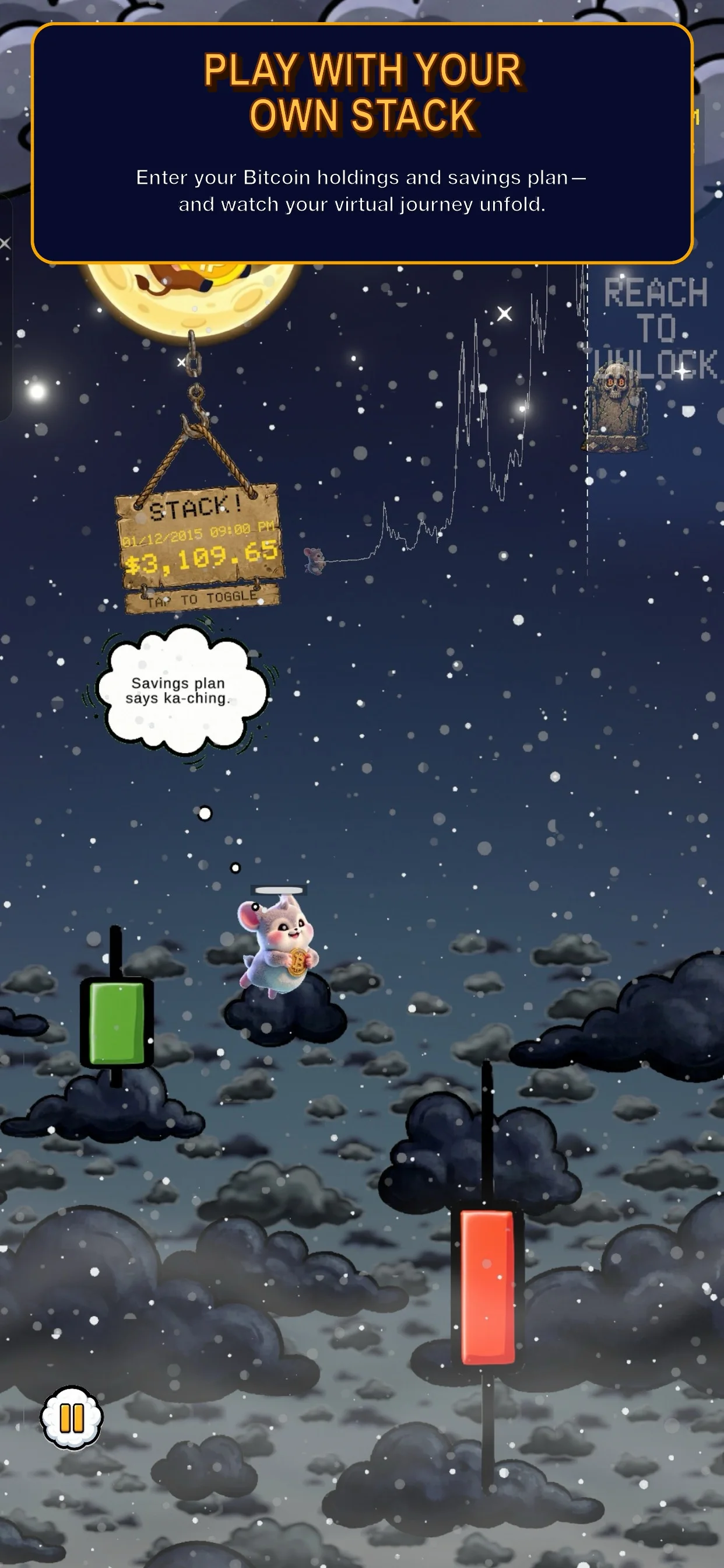 Virtual stack game screen